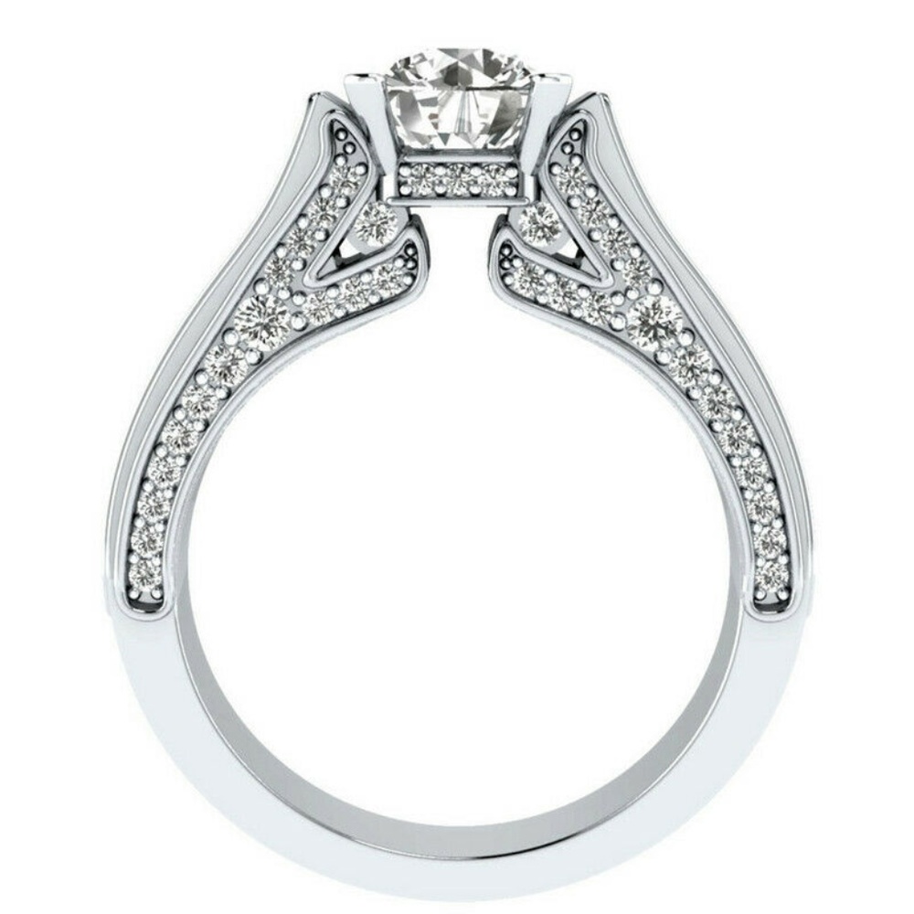 925 Silver Round Cut White Sapphire Ring New - Picture 3 of 5